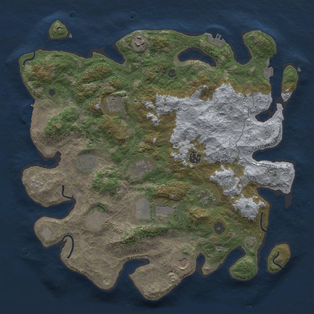 Rust Map: Procedural Map, Size: 4000, Seed: 578234742, 18 Monuments