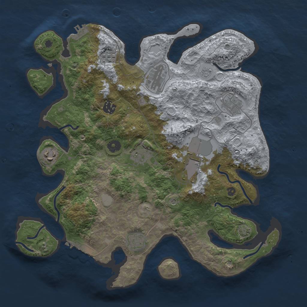 Rust Map: Procedural Map, Size: 3547, Seed: 3661, 16 Monuments