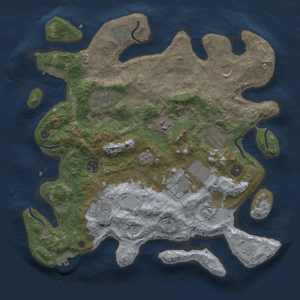 Rust Map: Procedural Map, Size: 3700, Seed: 30347586, 18 Monuments
