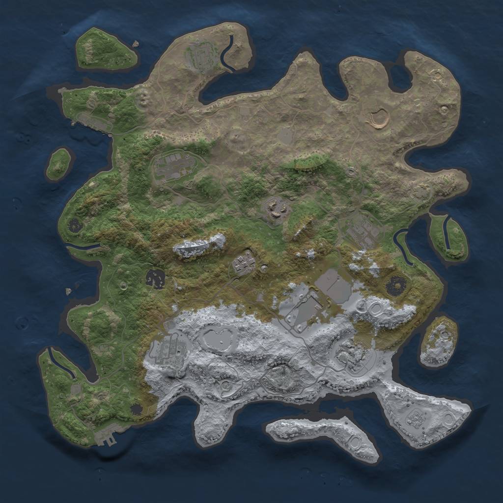 Rust Map: Procedural Map, Size: 3700, Seed: 30347586, 18 Monuments