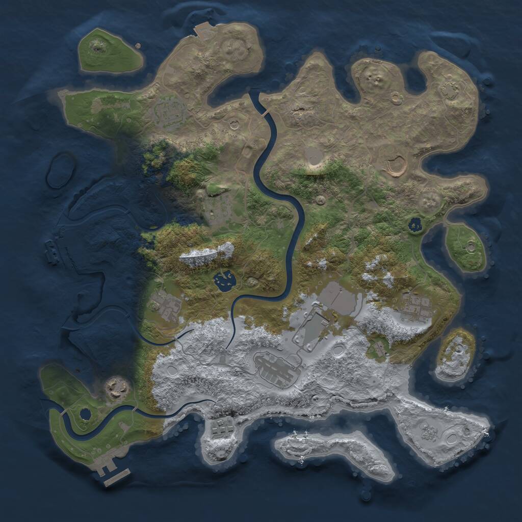 Rust Map: Procedural Map, Size: 3700, Seed: 30347586, 16 Monuments