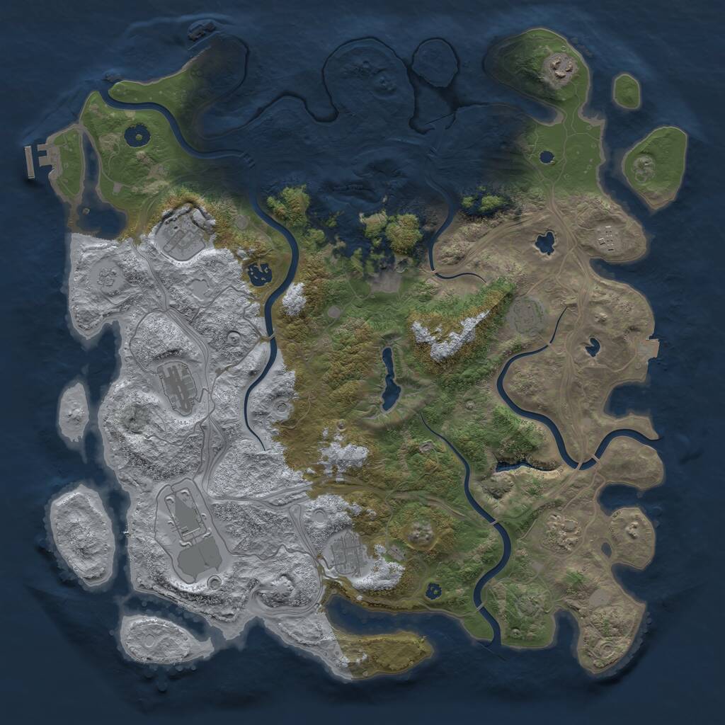 Rust Map: Procedural Map, Size: 4500, Seed: 979022426, 16 Monuments