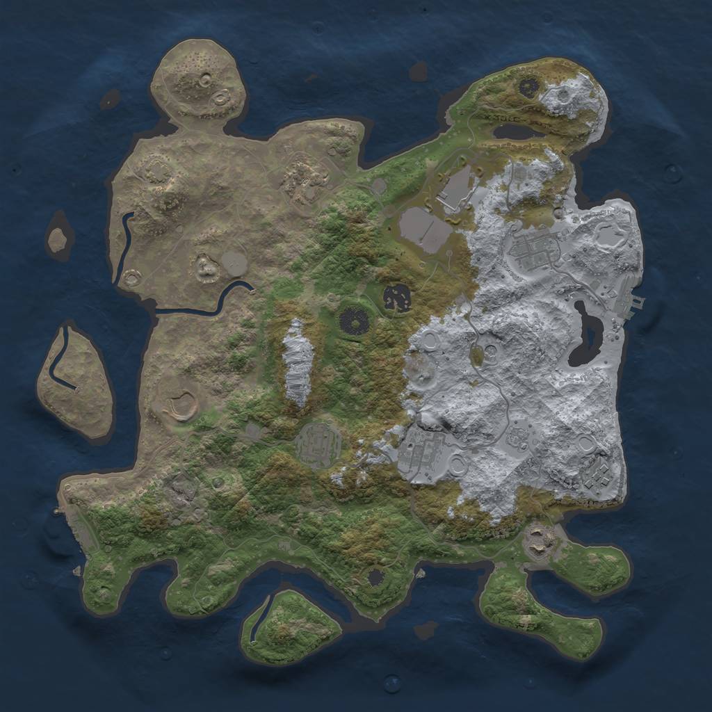 Rust Map: Procedural Map, Size: 3650, Seed: 49439877, 17 Monuments