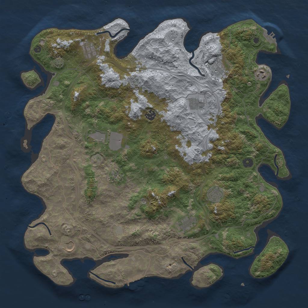 Rust Map: Procedural Map, Size: 4500, Seed: 1811766703, 19 Monuments