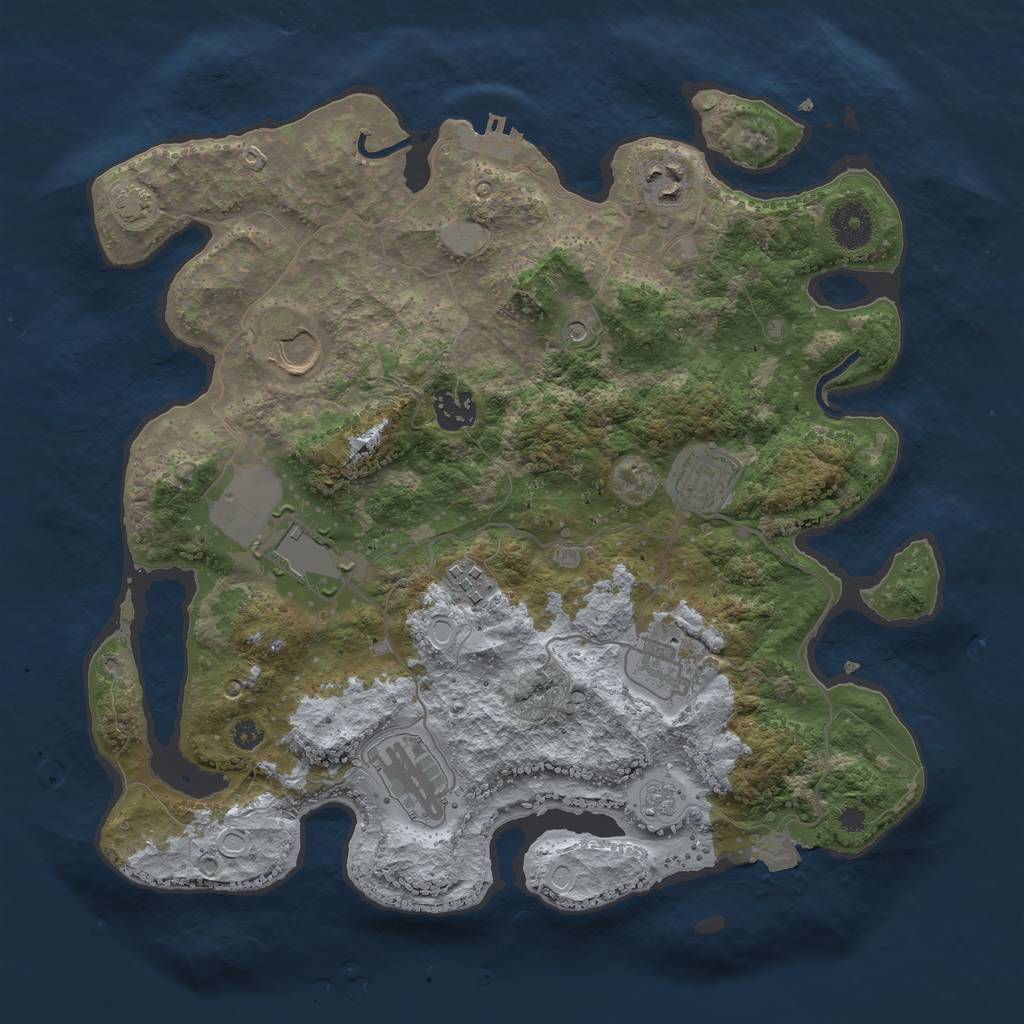 Rust Map: Procedural Map, Size: 3500, Seed: 12108005, 15 Monuments