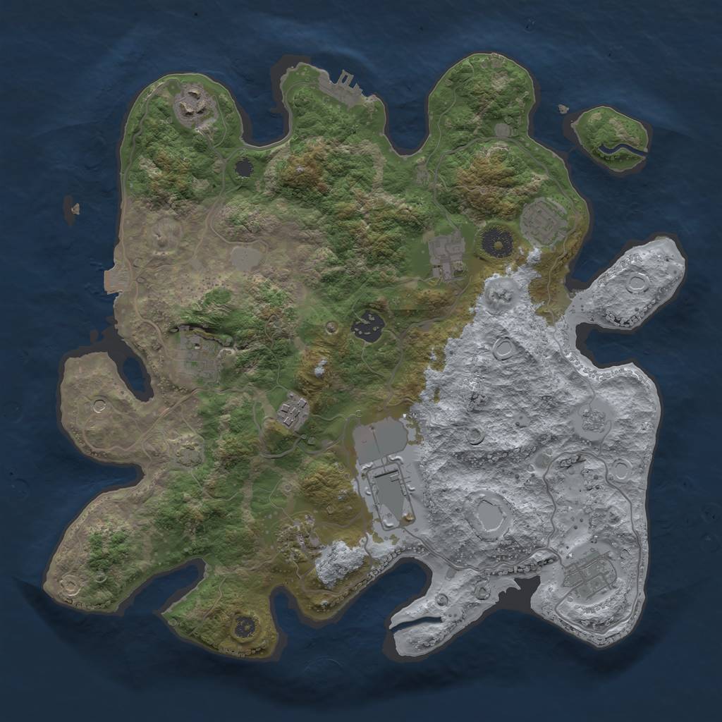 Rust Map: Procedural Map, Size: 3500, Seed: 73892655, 16 Monuments