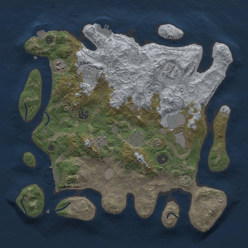 Rust Map: Procedural Map, Size: 3500, Seed: 1413440160, 15 Monuments