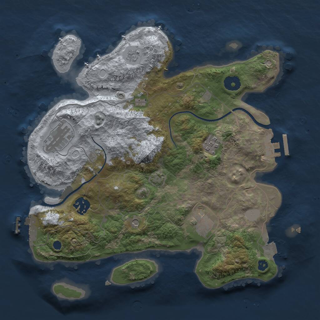 Rust Map: Procedural Map, Size: 3000, Seed: 2071652542, 10 Monuments