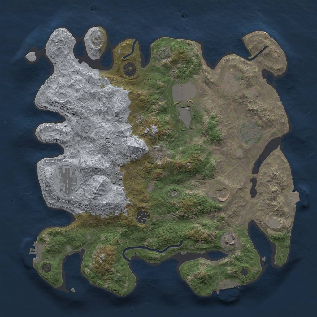 Rust Map: Procedural Map, Size: 3500, Seed: 214072894, 16 Monuments