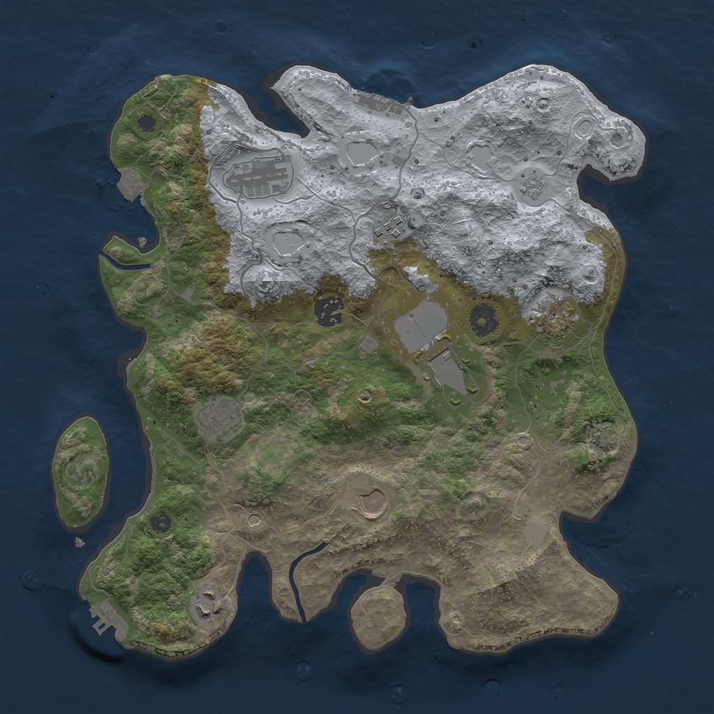 Rust Map: Procedural Map, Size: 3500, Seed: 1895580050, 16 Monuments