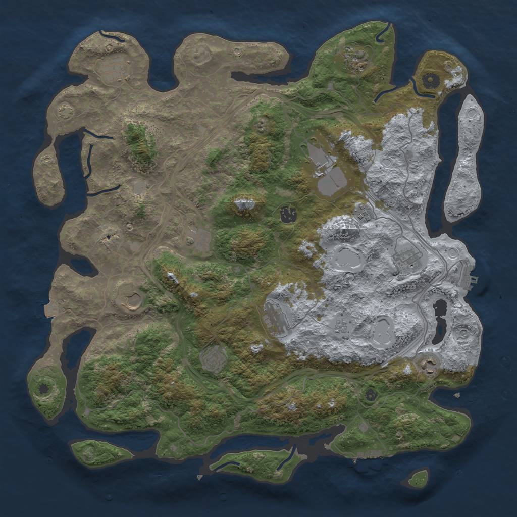 Rust Map: Procedural Map, Size: 4500, Seed: 118167124, 19 Monuments