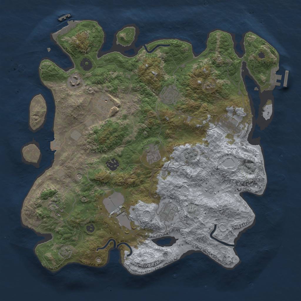 Rust Map: Procedural Map, Size: 3700, Seed: 340031240, 18 Monuments