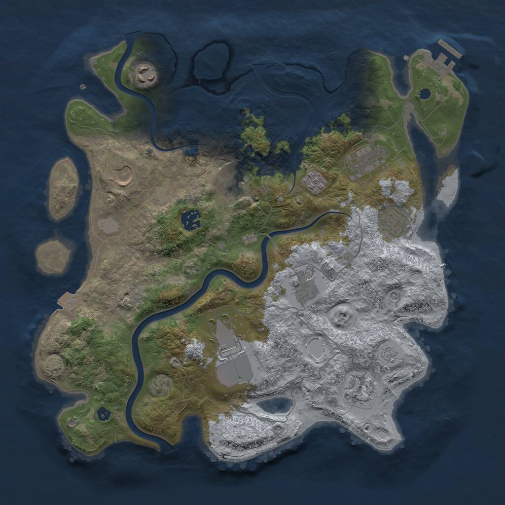 Rust Map: Procedural Map, Size: 3700, Seed: 340031240, 15 Monuments