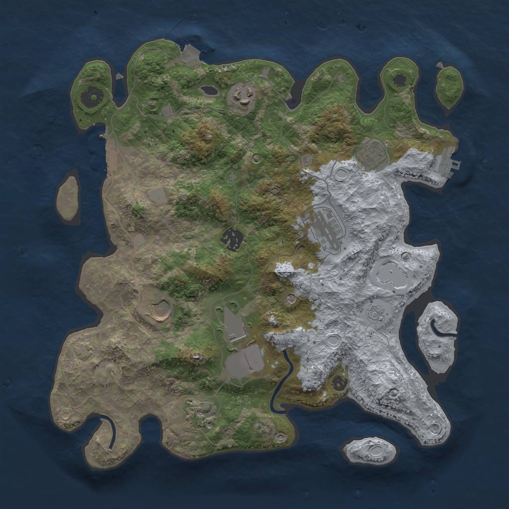 Rust Map: Procedural Map, Size: 3500, Seed: 315534356, 15 Monuments