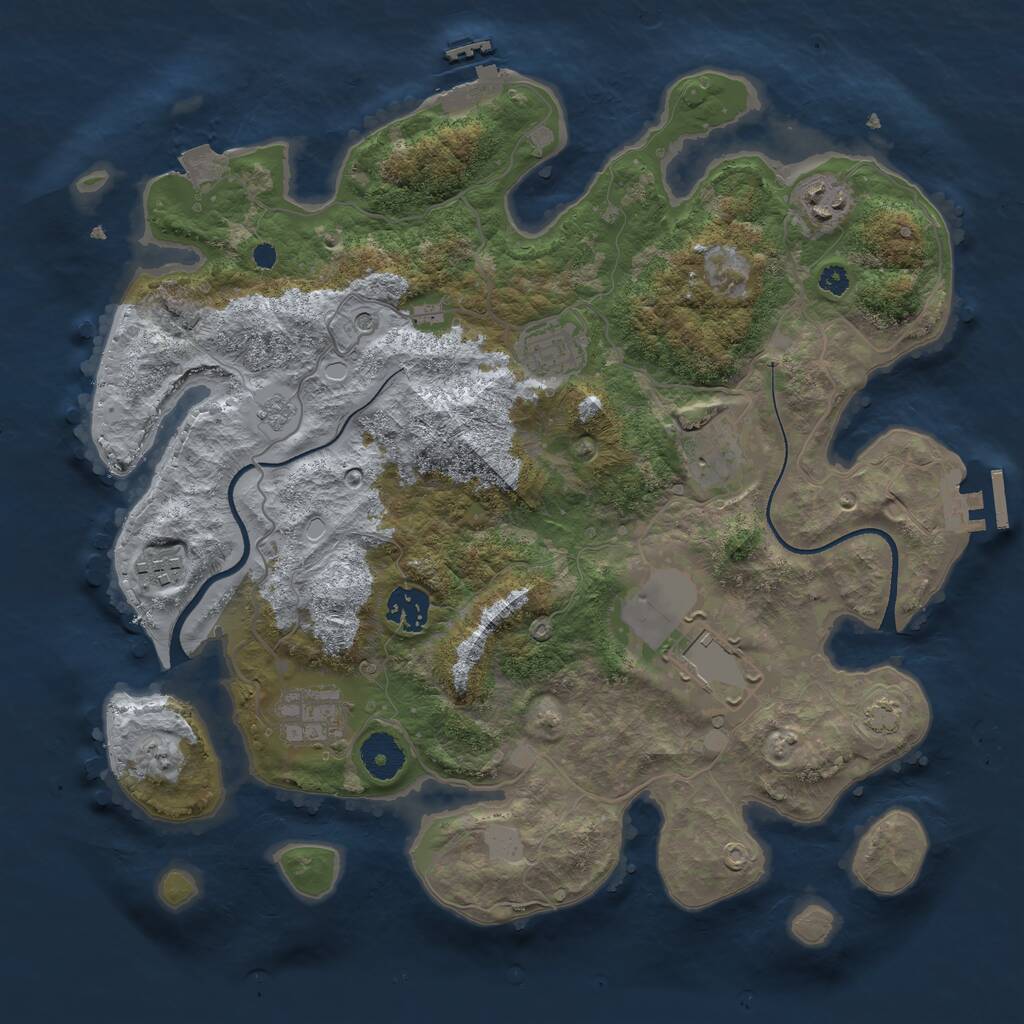 Rust Map: Procedural Map, Size: 3500, Seed: 95493215, 13 Monuments