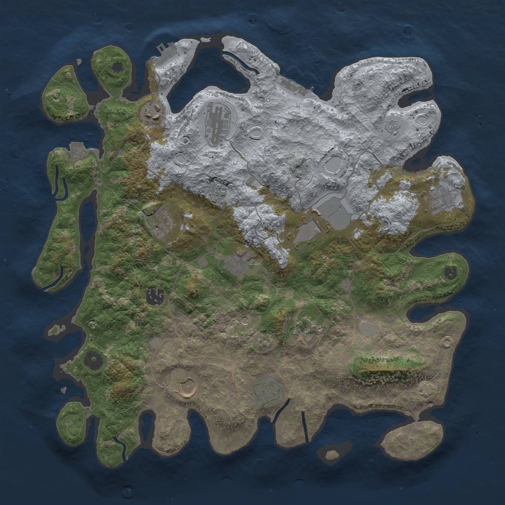 Rust Map: Procedural Map, Size: 4000, Seed: 9928023, 19 Monuments