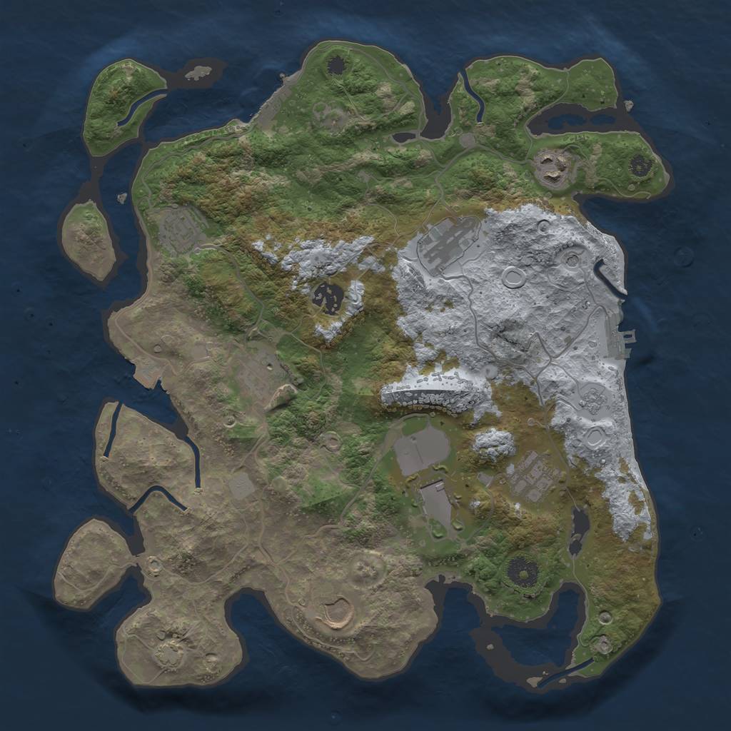 Rust Map: Procedural Map, Size: 3500, Seed: 833478131, 16 Monuments
