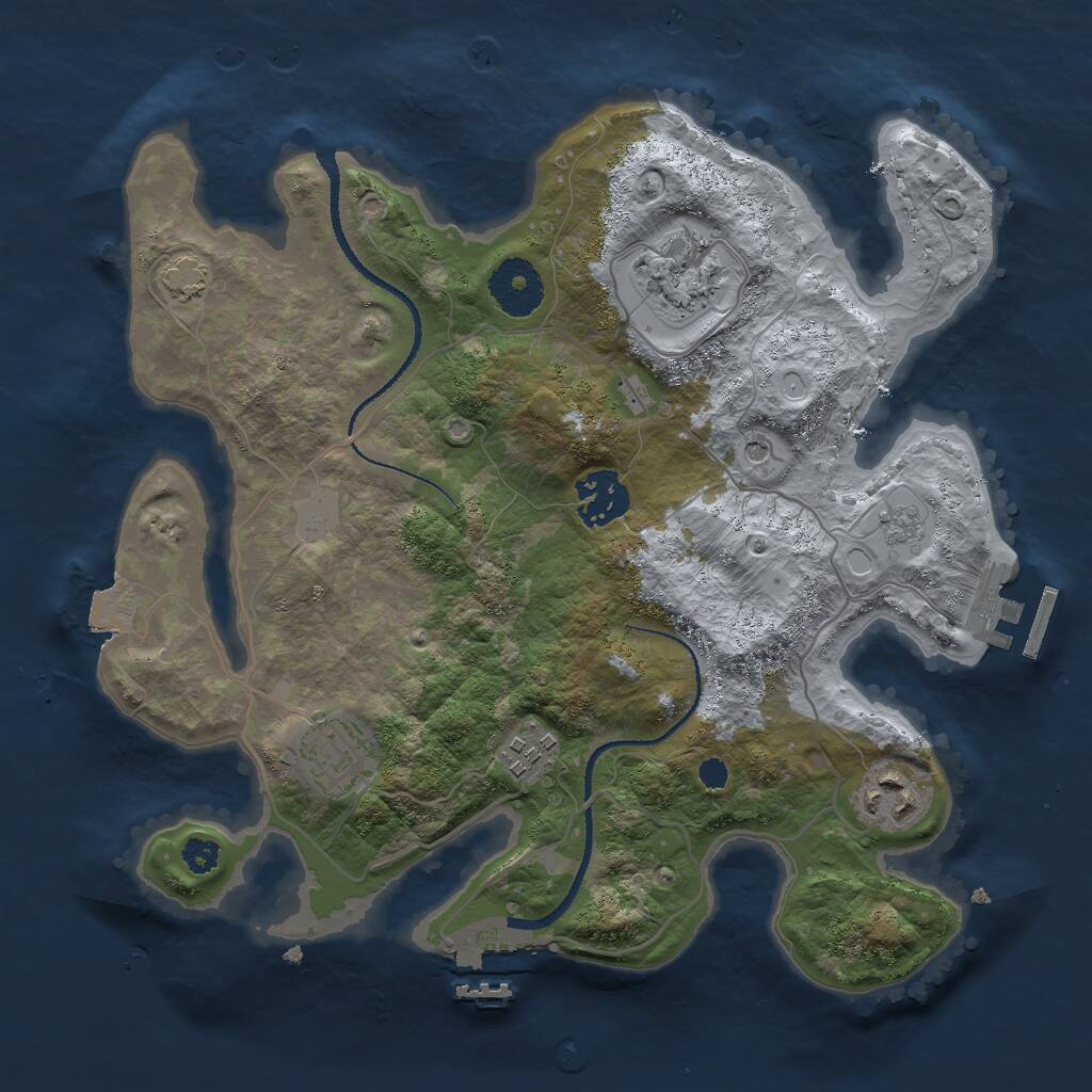 Rust Map: Procedural Map, Size: 3000, Seed: 20230508, 11 Monuments