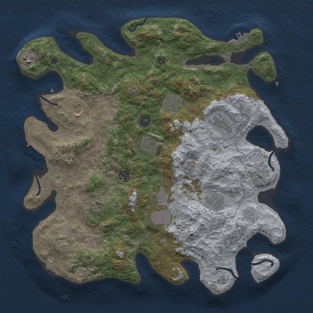 Rust Map: Procedural Map, Size: 4000, Seed: 562208794, 18 Monuments