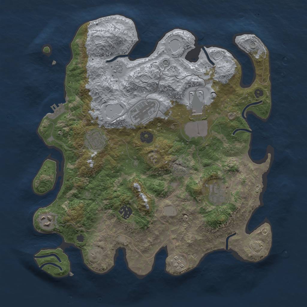 Rust Map: Procedural Map, Size: 3500, Seed: 678058875, 14 Monuments