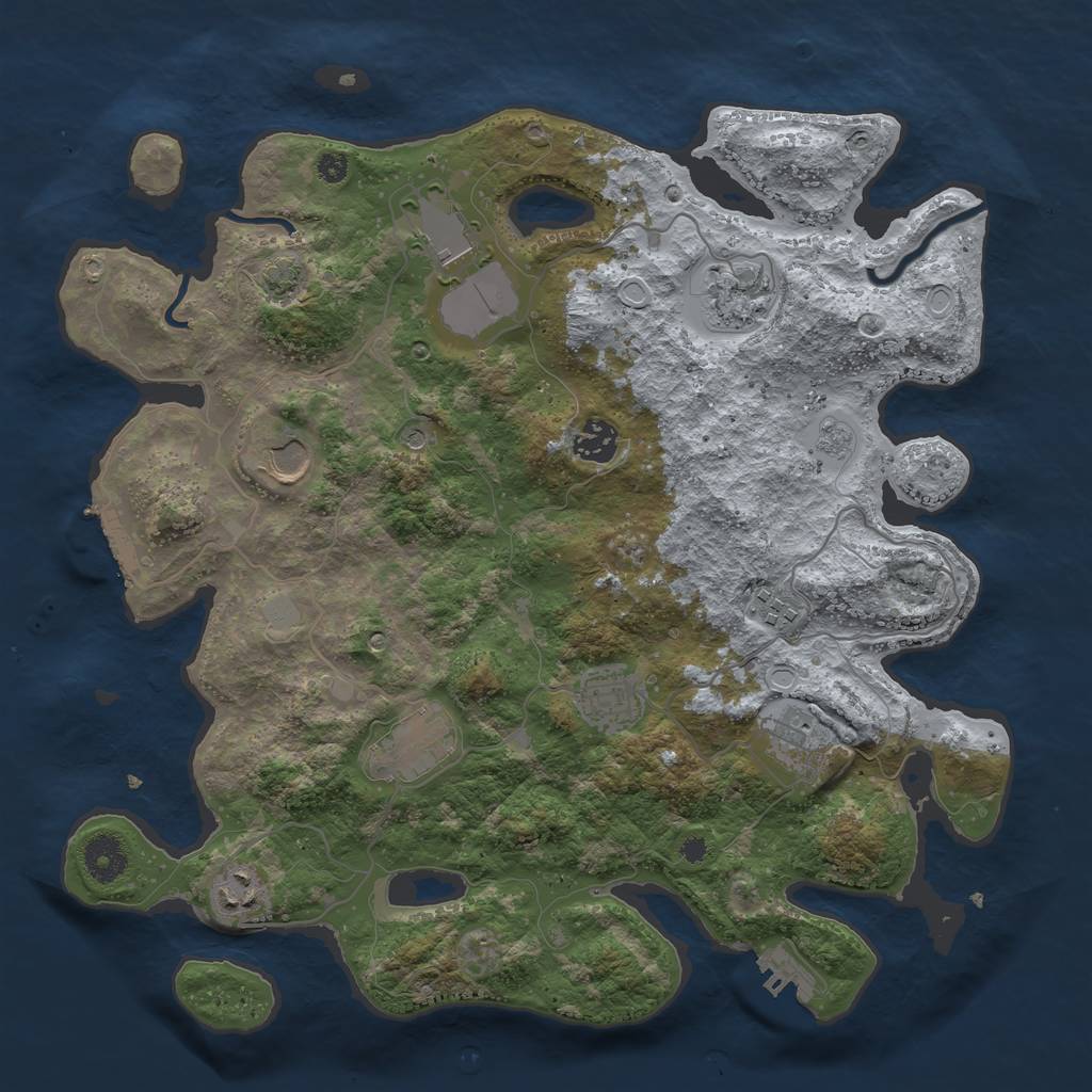 Rust Map: Procedural Map, Size: 3700, Seed: 1058450672, 17 Monuments