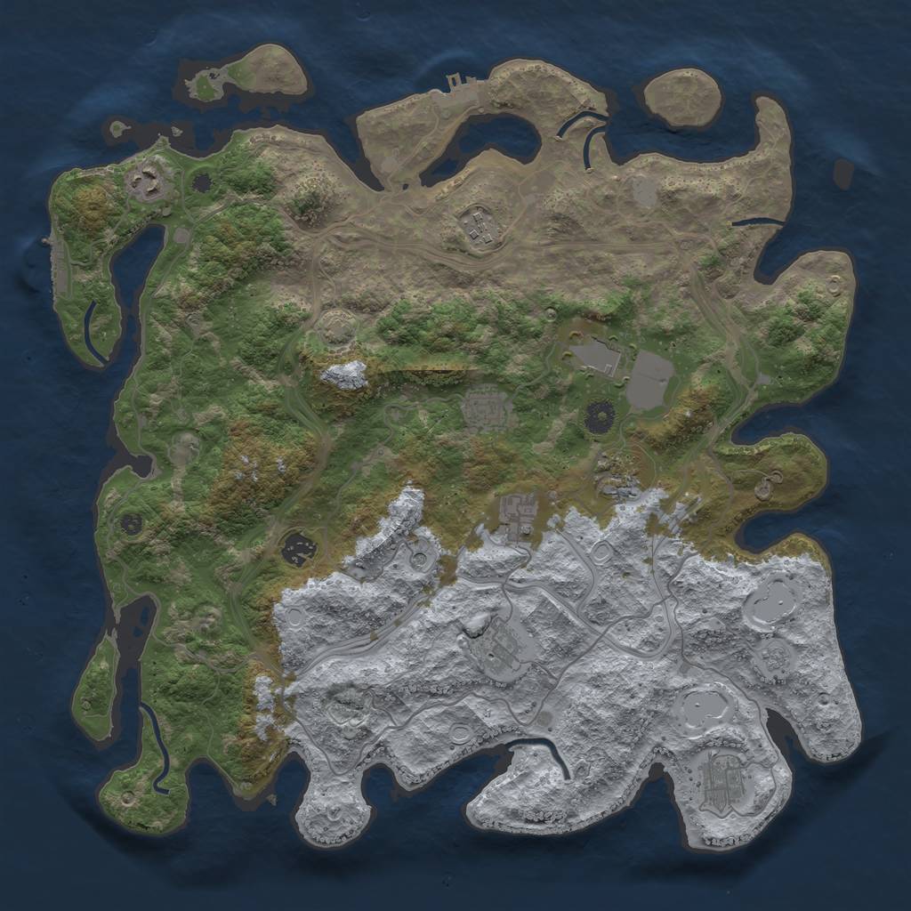 Rust Map: Procedural Map, Size: 4250, Seed: 1281877, 17 Monuments