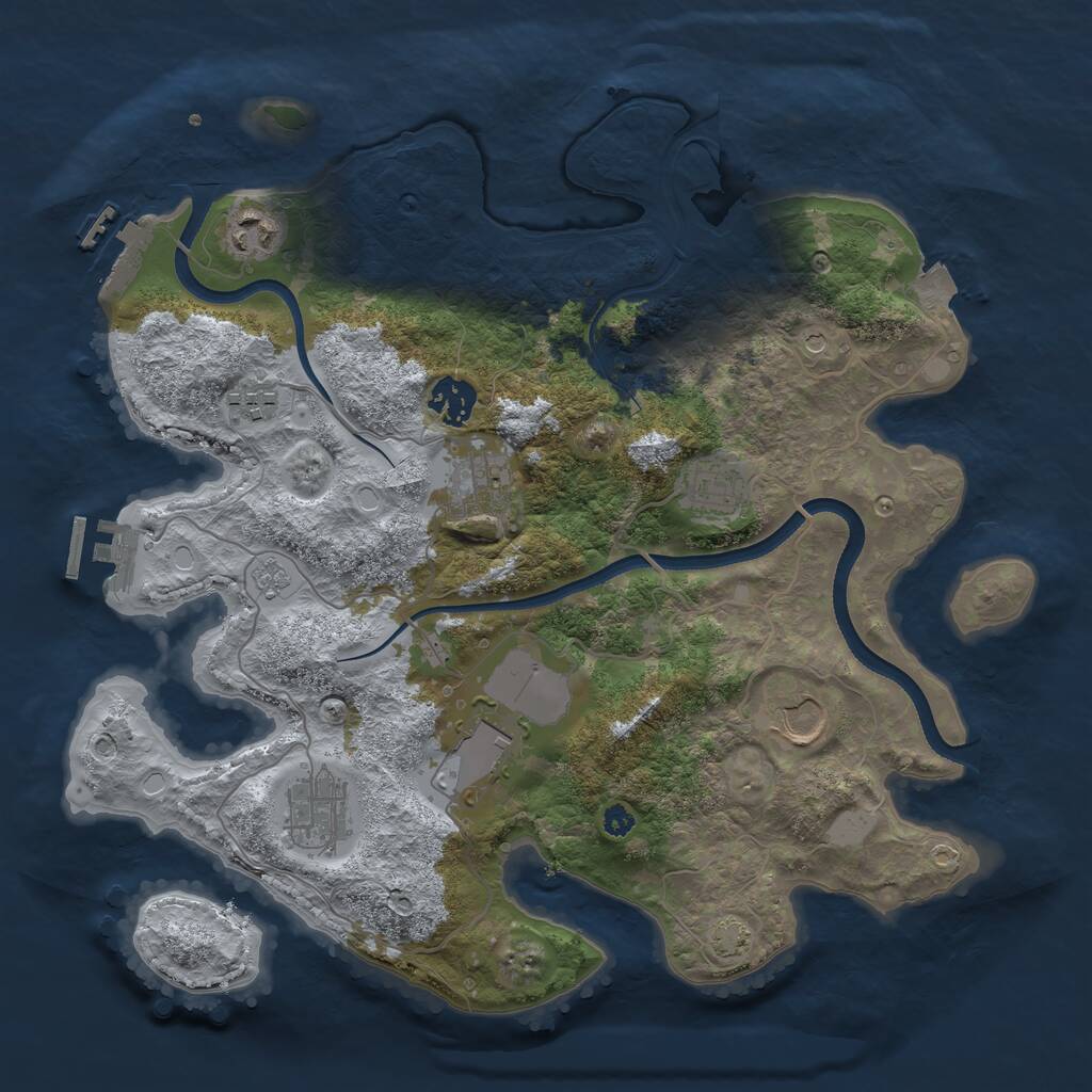 Rust Map: Procedural Map, Size: 3500, Seed: 205792631, 14 Monuments
