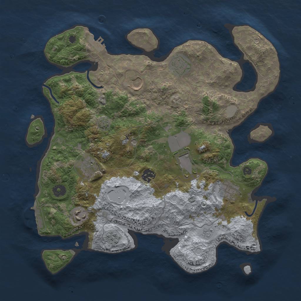 Rust Map: Procedural Map, Size: 3500, Seed: 740558693, 16 Monuments