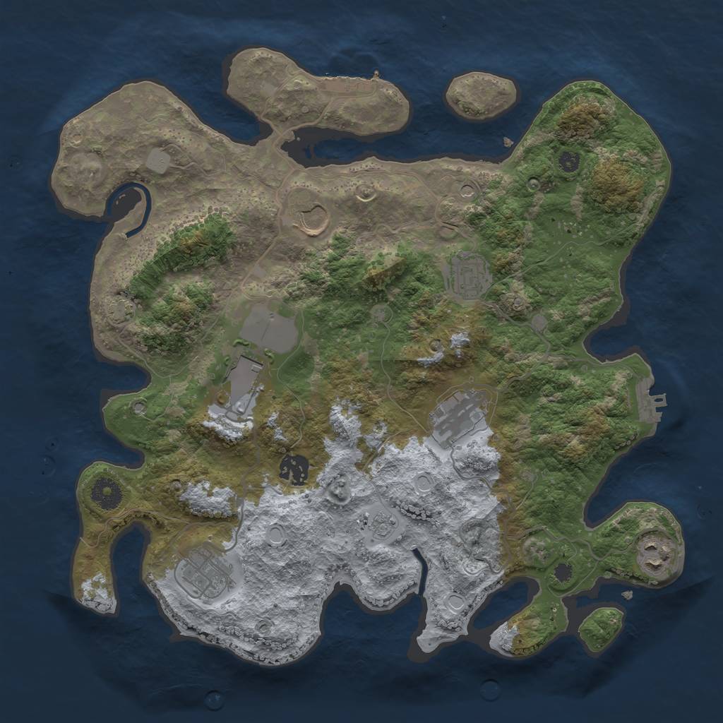 Rust Map: Procedural Map, Size: 3500, Seed: 796247422, 15 Monuments
