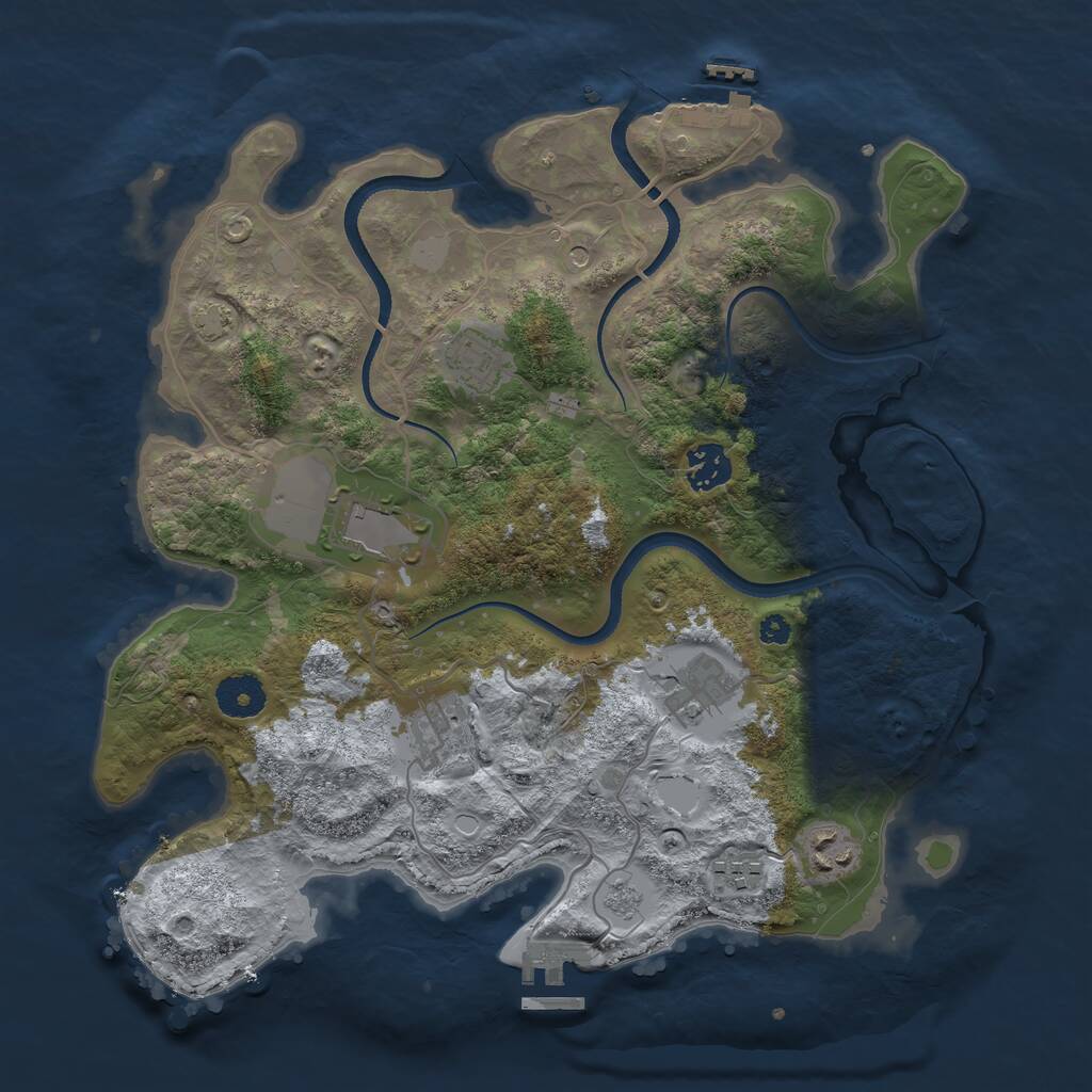 Rust Map: Procedural Map, Size: 3500, Seed: 806099446, 13 Monuments