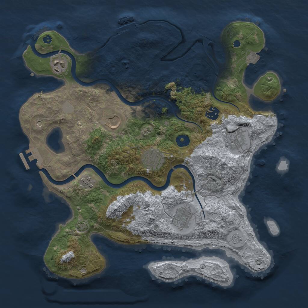 Rust Map: Procedural Map, Size: 3500, Seed: 2023538555, 13 Monuments