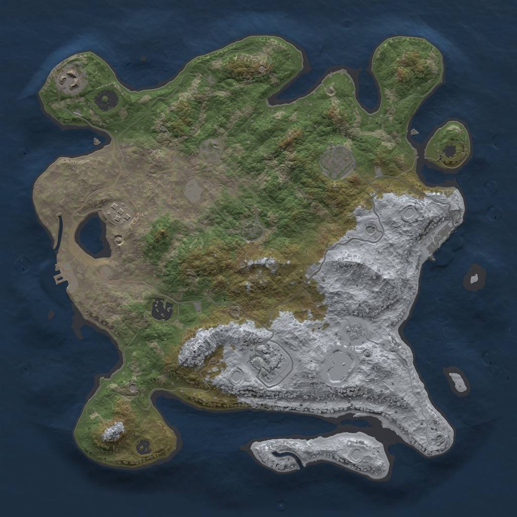 Rust Map: Procedural Map, Size: 3500, Seed: 2023538555, 13 Monuments