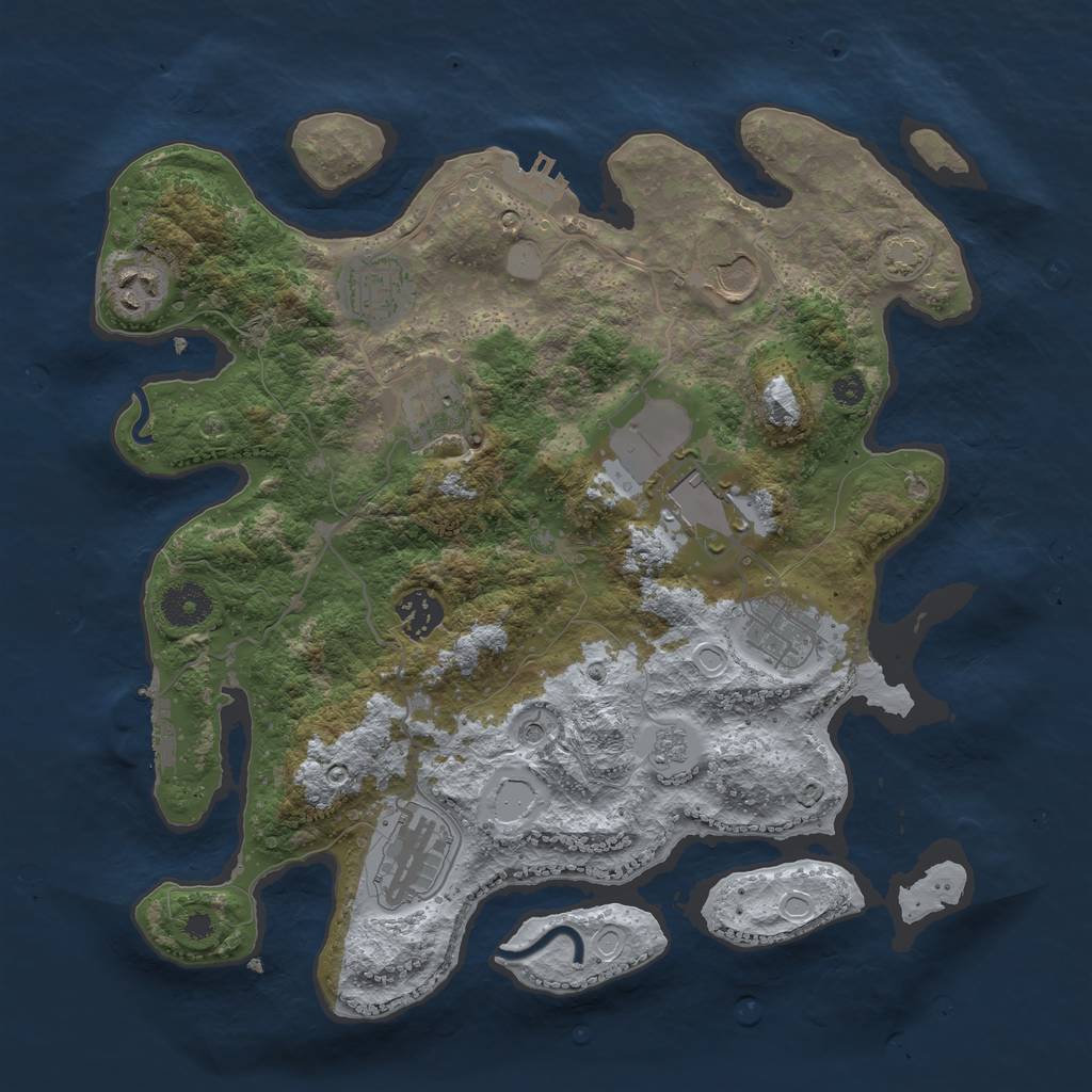 Rust Map: Procedural Map, Size: 3500, Seed: 1812131289, 16 Monuments