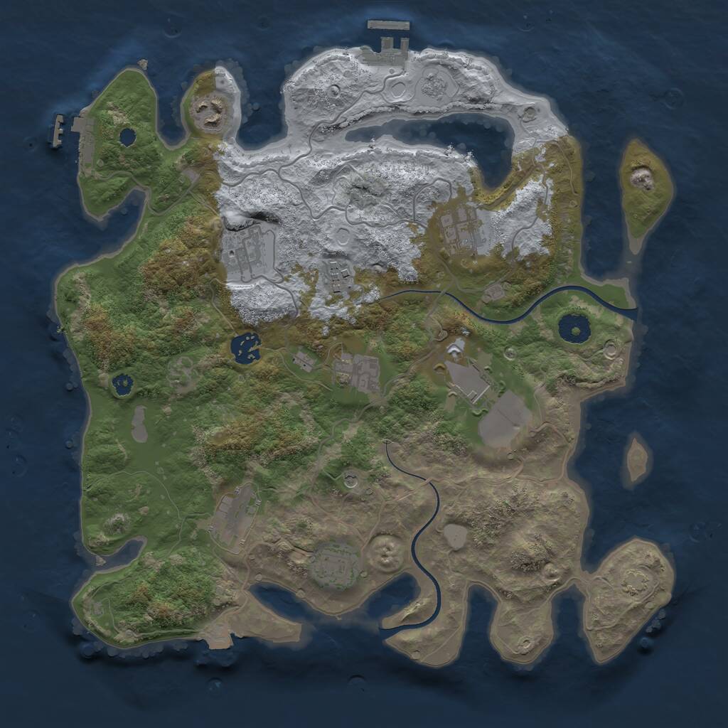 Rust Map: Procedural Map, Size: 3500, Seed: 88457844, 15 Monuments