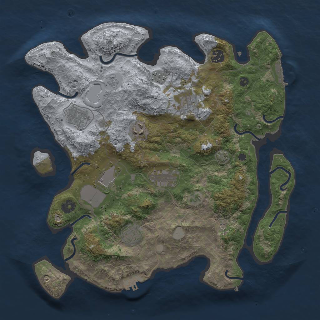 Rust Map: Procedural Map, Size: 3500, Seed: 15431, 16 Monuments