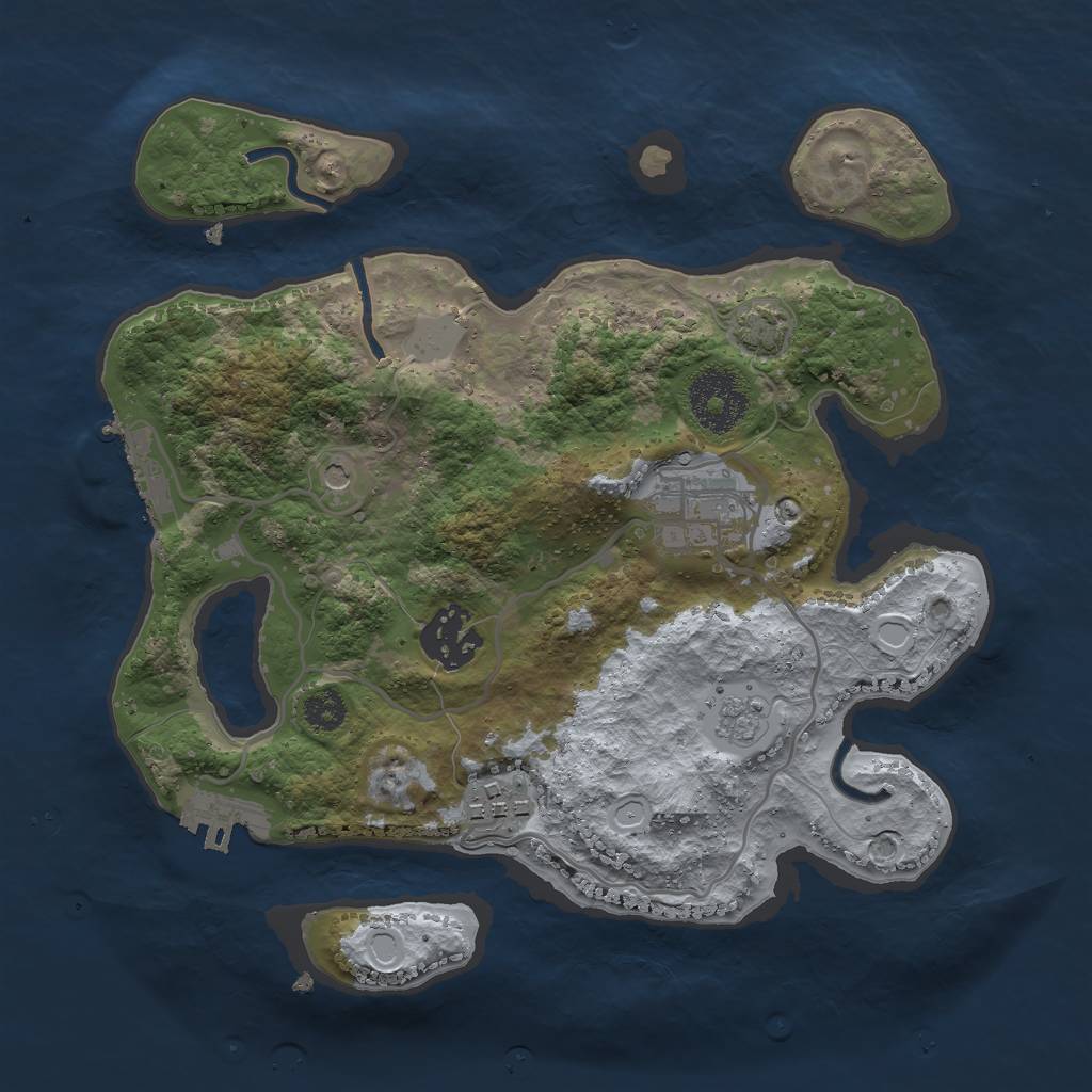 Rust Map: Procedural Map, Size: 2700, Seed: 1360751441, 11 Monuments