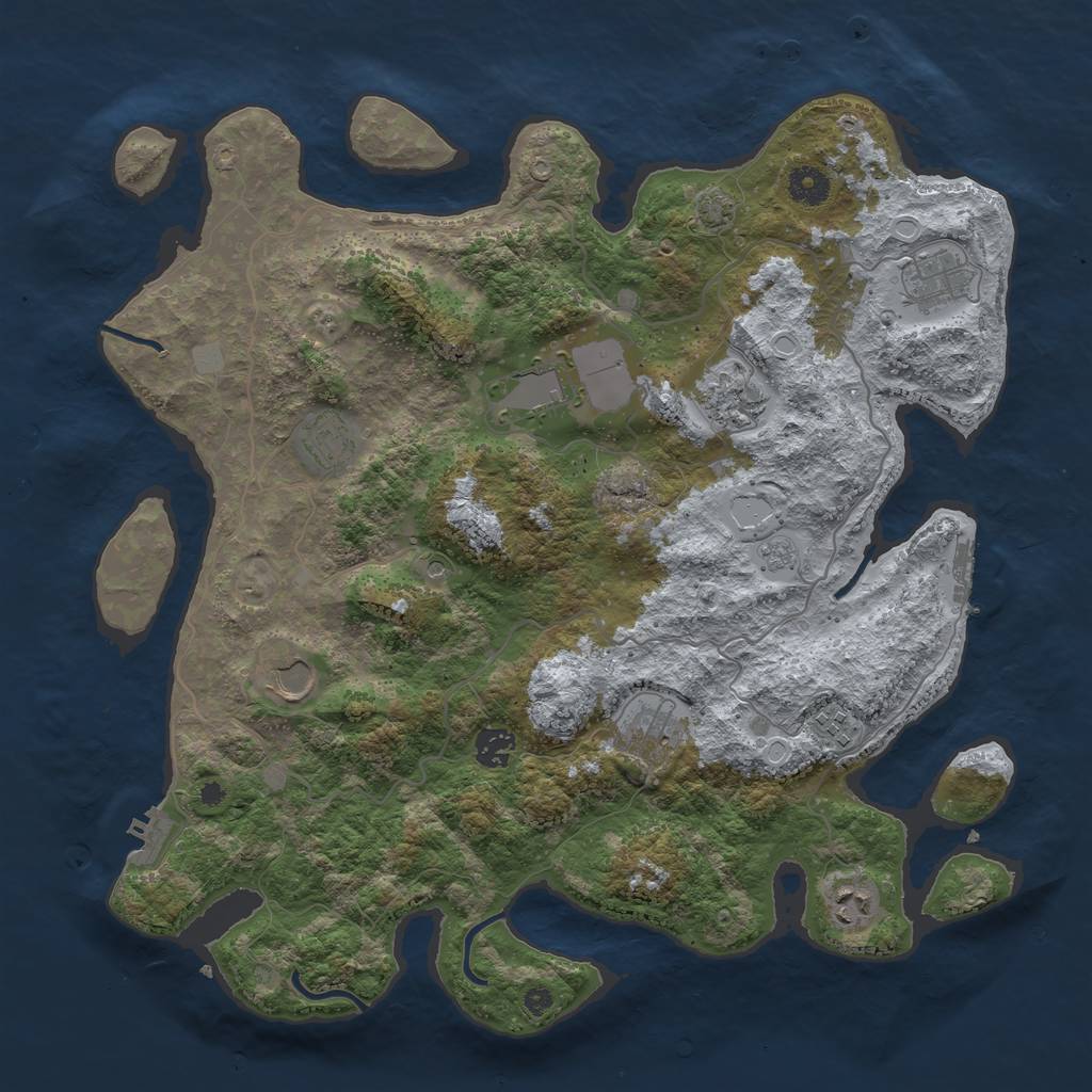 Rust Map: Procedural Map, Size: 4000, Seed: 1172927761, 17 Monuments