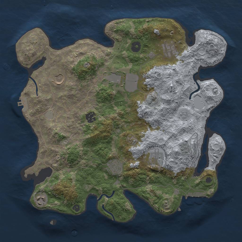 Rust Map: Procedural Map, Size: 3500, Seed: 458881271, 16 Monuments