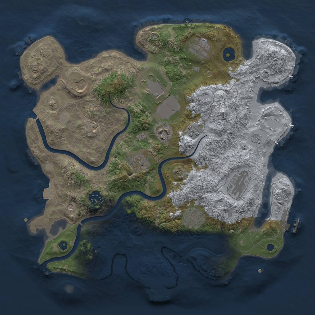 Rust Map: Procedural Map, Size: 3500, Seed: 458881271, 15 Monuments