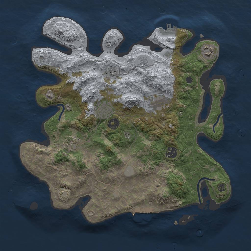 Rust Map: Procedural Map, Size: 3200, Seed: 443152237, 14 Monuments