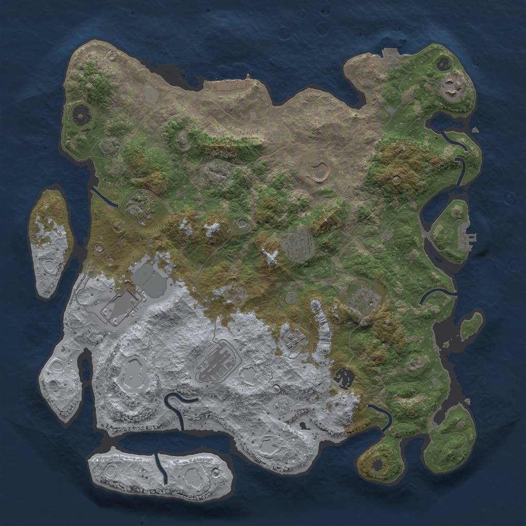 Rust Map: Procedural Map, Size: 3950, Seed: 20824261, 17 Monuments
