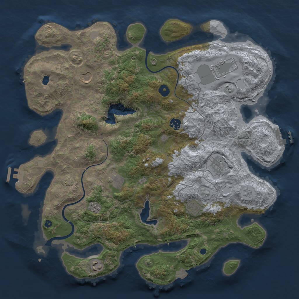 Rust Map: Procedural Map, Size: 4000, Seed: 1025336352, 14 Monuments