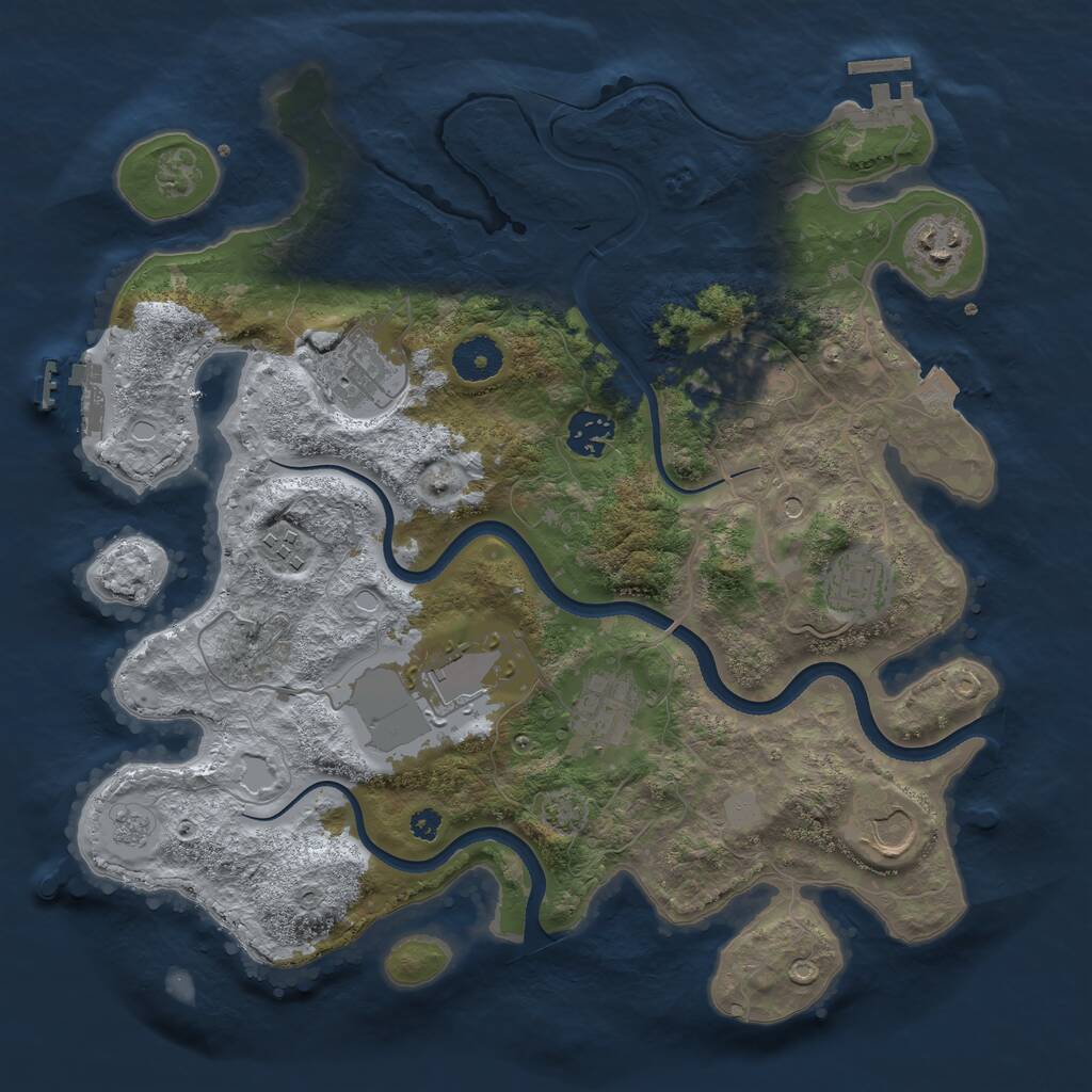 Rust Map: Procedural Map, Size: 3500, Seed: 1875, 15 Monuments