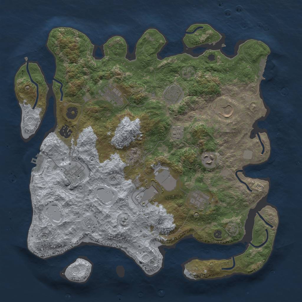 Rust Map: Procedural Map, Size: 3700, Seed: 44758866, 17 Monuments