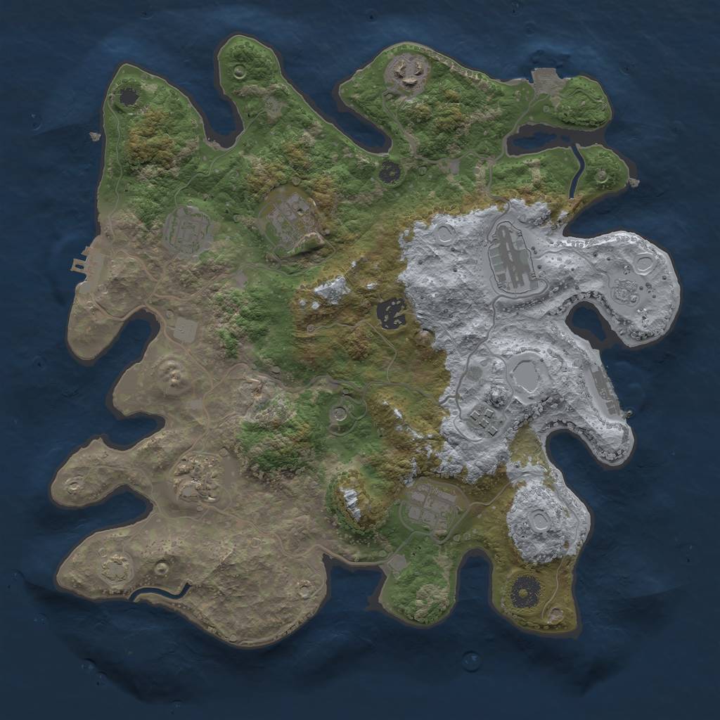 Rust Map: Procedural Map, Size: 3400, Seed: 17073211, 16 Monuments