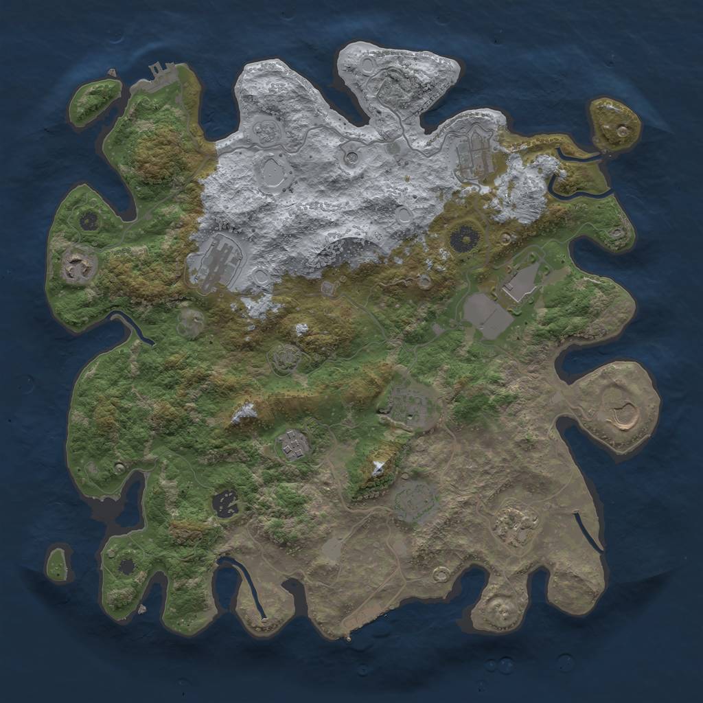 Rust Map: Procedural Map, Size: 3850, Seed: 56202599, 18 Monuments