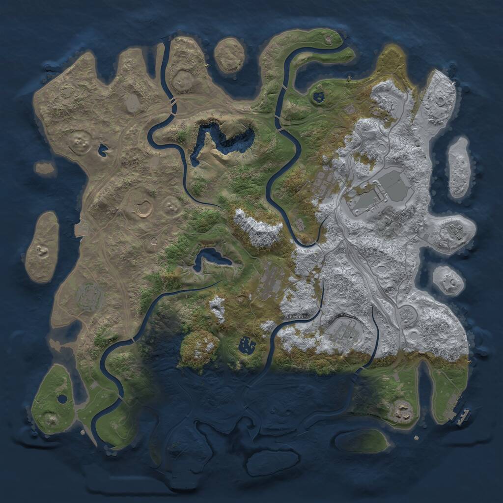 Rust Map: Procedural Map, Size: 4400, Seed: 56997194, 16 Monuments