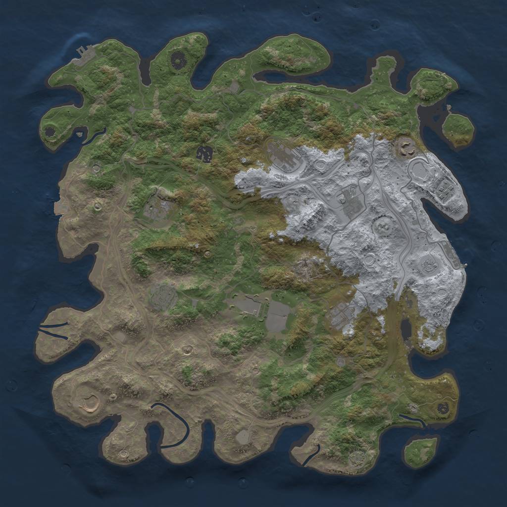 Rust Map: Procedural Map, Size: 4400, Seed: 70946925, 18 Monuments
