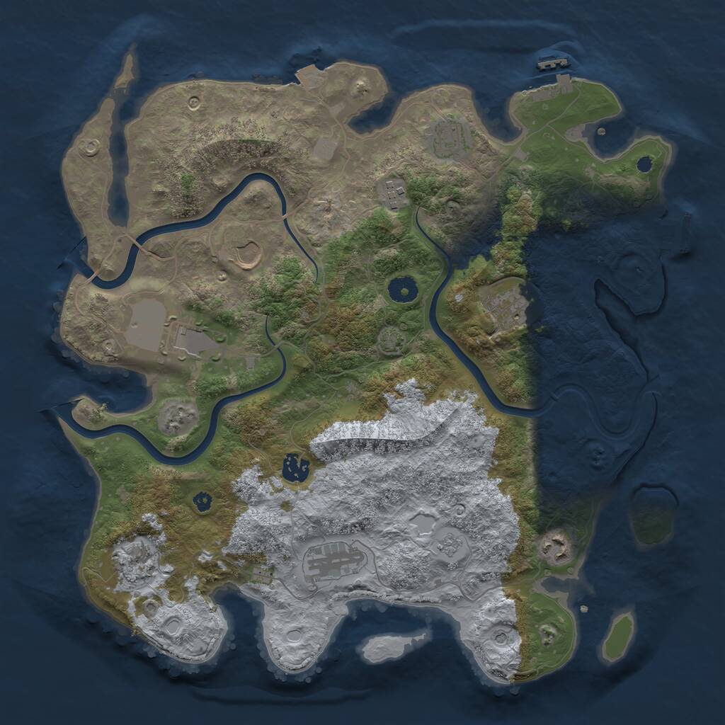 Rust Map: Procedural Map, Size: 3850, Seed: 38409529, 15 Monuments