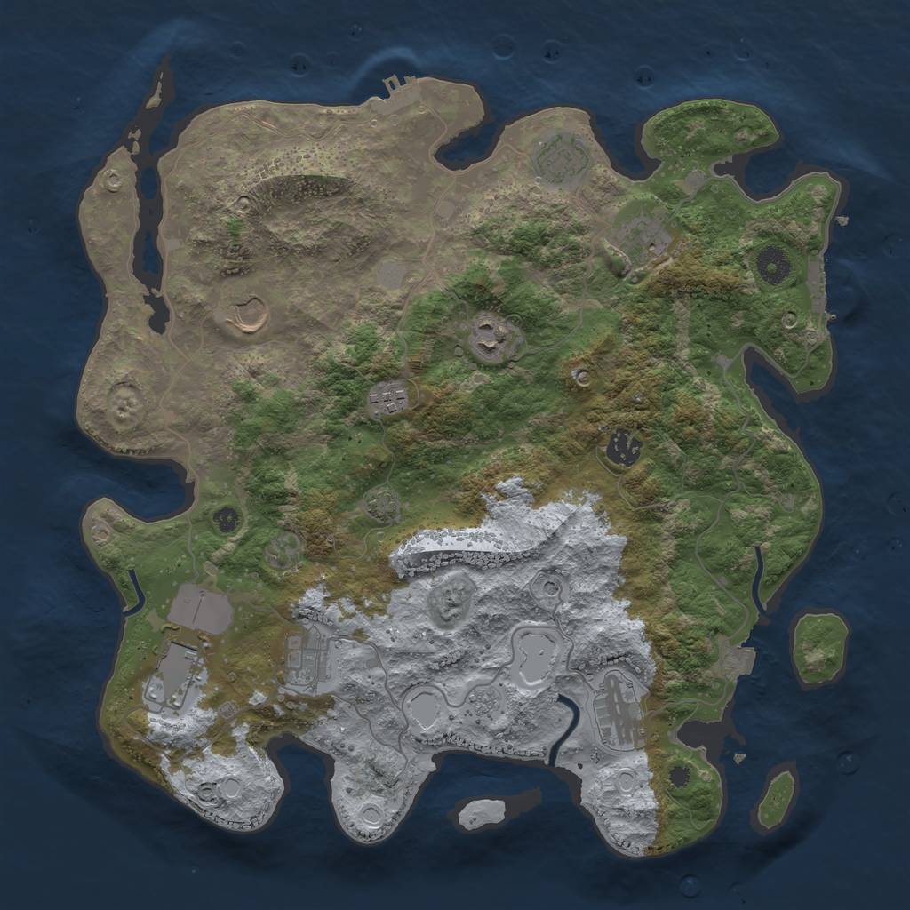 Rust Map: Procedural Map, Size: 3850, Seed: 38409529, 17 Monuments